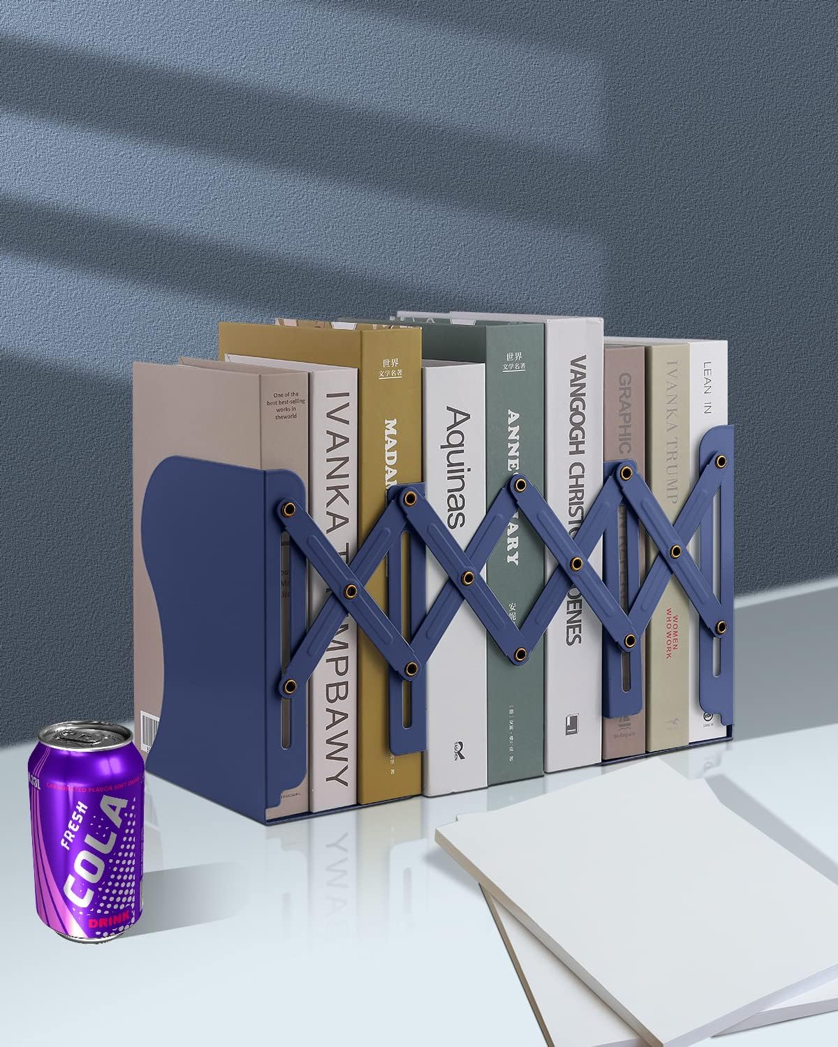 MSDADA Adjustable Bookends, Book Ends for Heavy Books, Expandable Book Organizer for Desk, Shelf, Office, School, for 6 7 8 9 10 11-15 Boys and Girls, Extends up to 19 inches (Royal Blue)