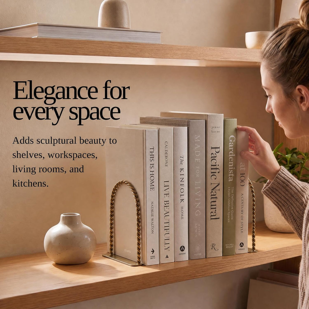 Decorative Bookends for Shelves - Stylish Set of 2 Book Ends