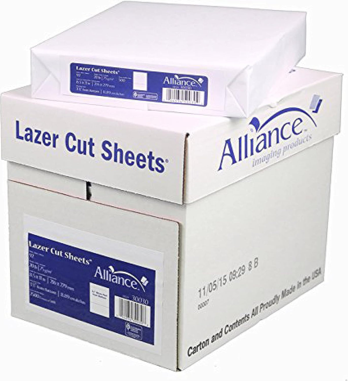 Perforated Paper Alliance Laser Cut Sheet 8.5 x 11 inch, 20 lb, 92 Bright - Made In The USA (3.67 & 7.33 From Bottom, 2,500 Sheets | Case)