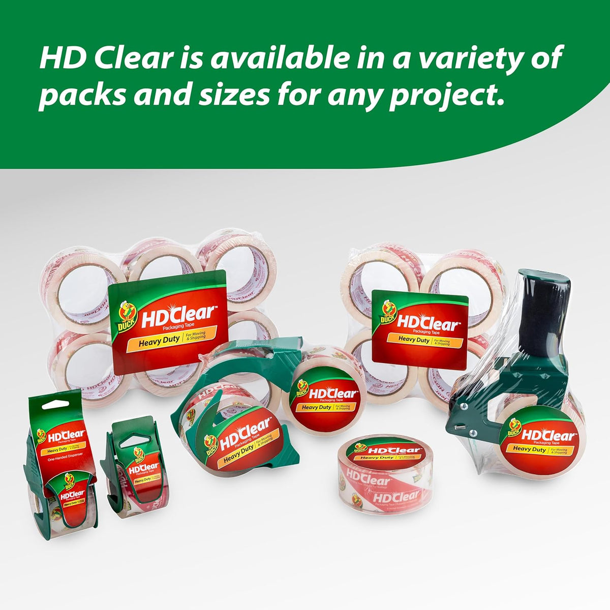 Duck HD Clear Heavy Duty Packing Tape Extra-Wide Refill Rolls, 3 in Wide