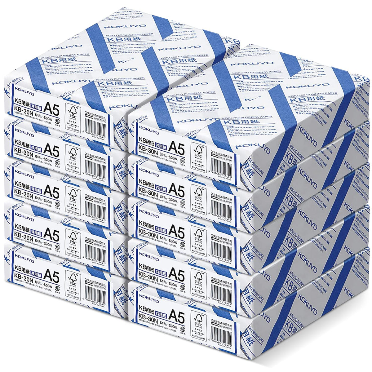 Kokuyo Letter Size 8.5 x 11 inches KB Paper, 1 Ream (500 Sheets), 80 Bright White Copy Printer Paper in Office/School/Home - 17 lb/64gsm Perfect for Printing, FSC Certified (KB-L31TN)