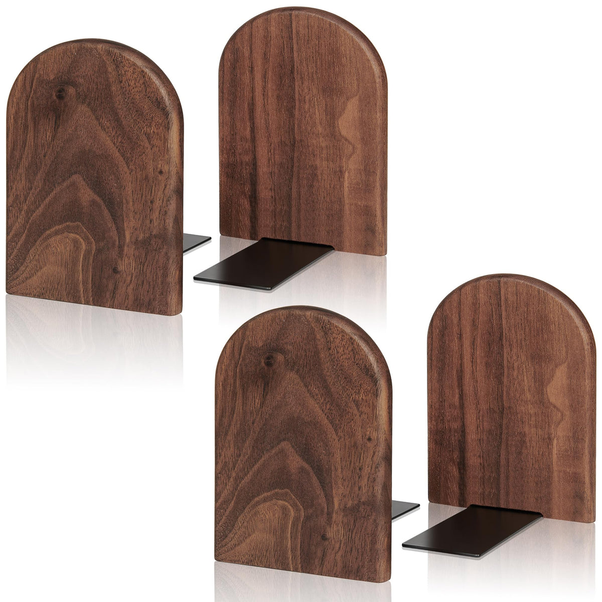 Book Ends,2 Pair Medium Bookends Wood Book Ends Universal Economy Bookend (2, Medium)