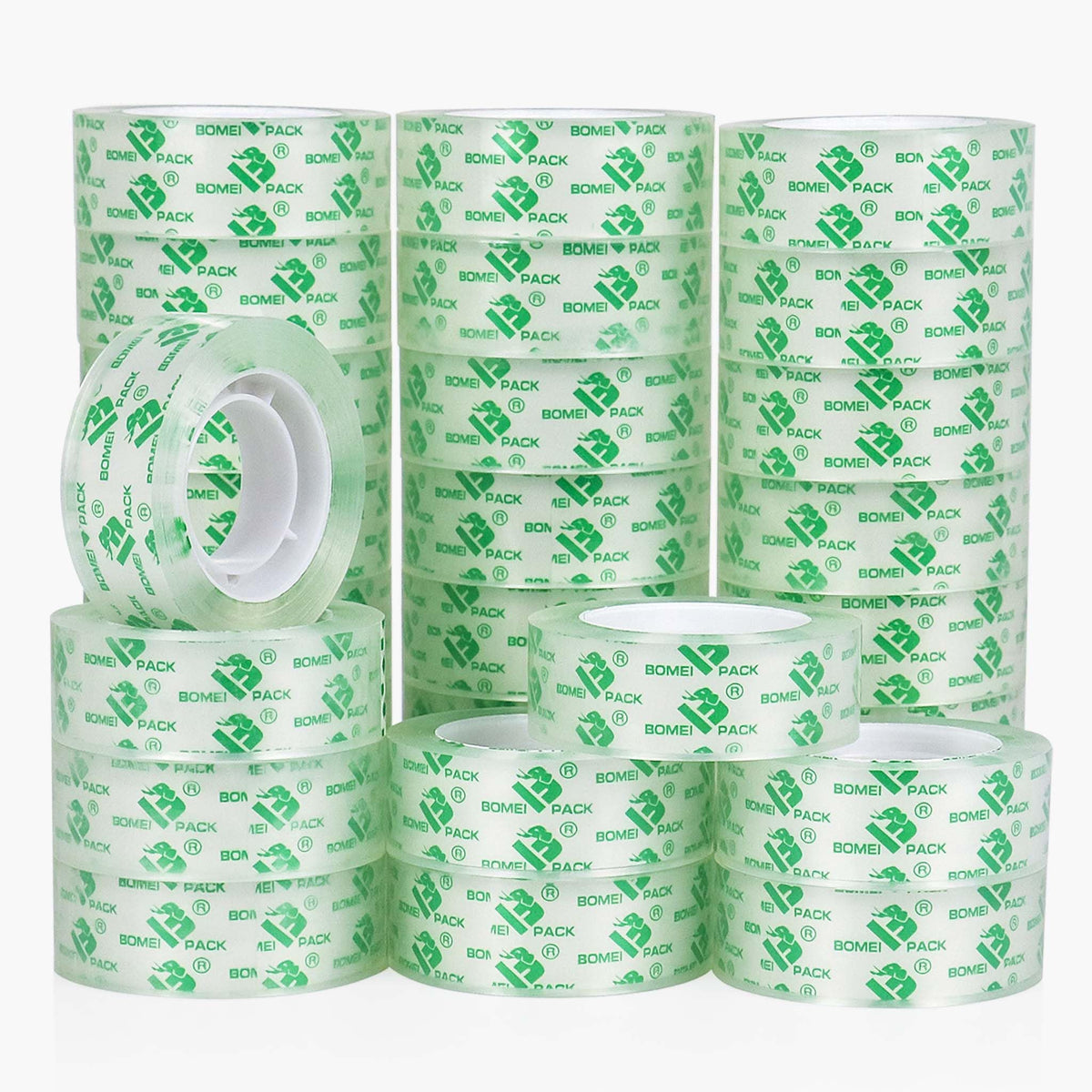 BOMEI PACK Crystal Clear 40 Rolls Transparent Tape Refills Rolls 3/4-Inch x 1000 inch, 1 inch Core, Clear Gift Wrapping Tape Refill Roll for Office, Home, School
