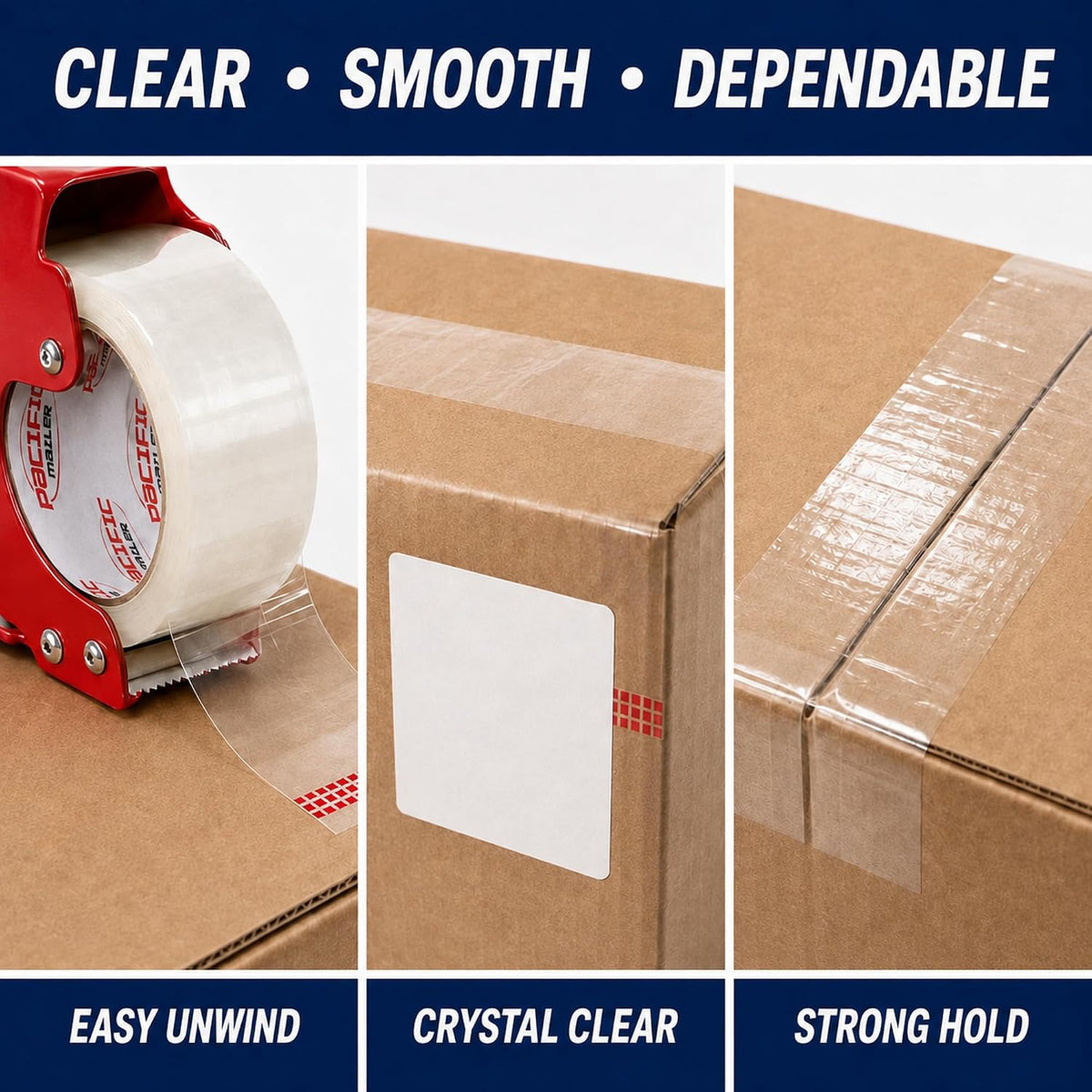 Pacific Mailer Clear Packing Tape, 2" x 110 Yards, 2.0 Mil Thick, 36 Packs