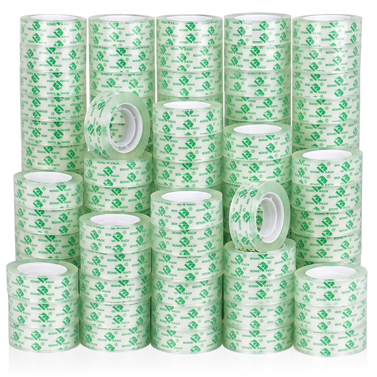 BOMEI PACK 120 Rolls Clear Tape Refills Roll Transparent Tape Refill Rolls for Office, Home, School, 3/4-Inch x 1000 inch