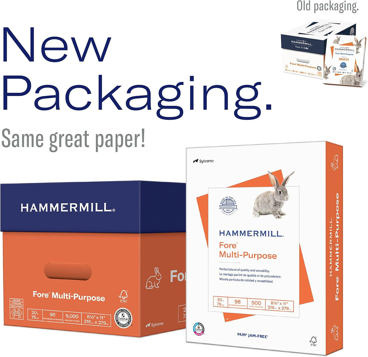 Hammermill Printer Paper, Fore Multipurpose 20 lb Copy Paper, 8.5 x 11-96 Bright, Made in the USA, 103267C (10 Ream, 5000 Sheets Total)
