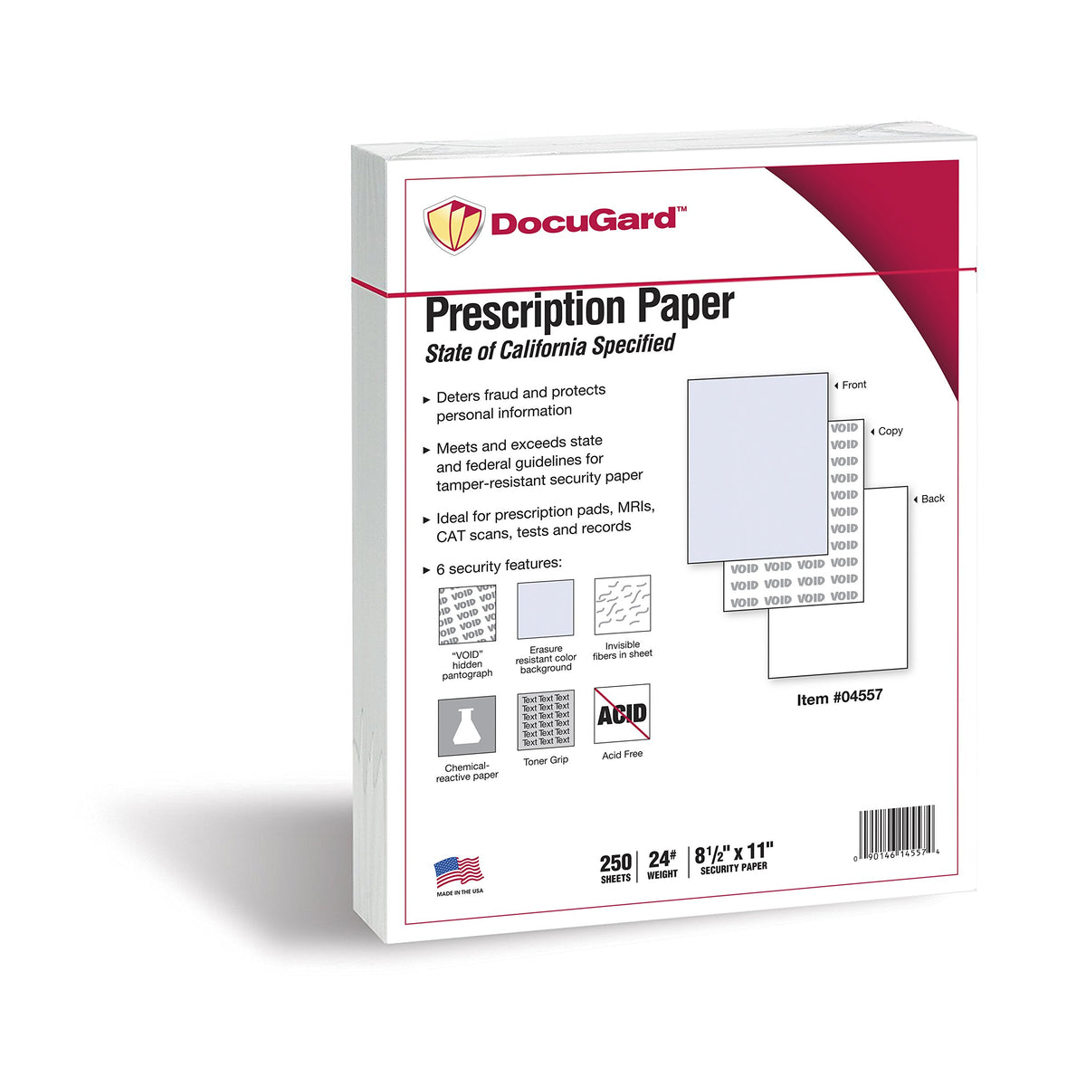 DocuGard Medical Security Papers, 24 lb Bond Weight, 8.5 x 11, Blue, 500/Ream