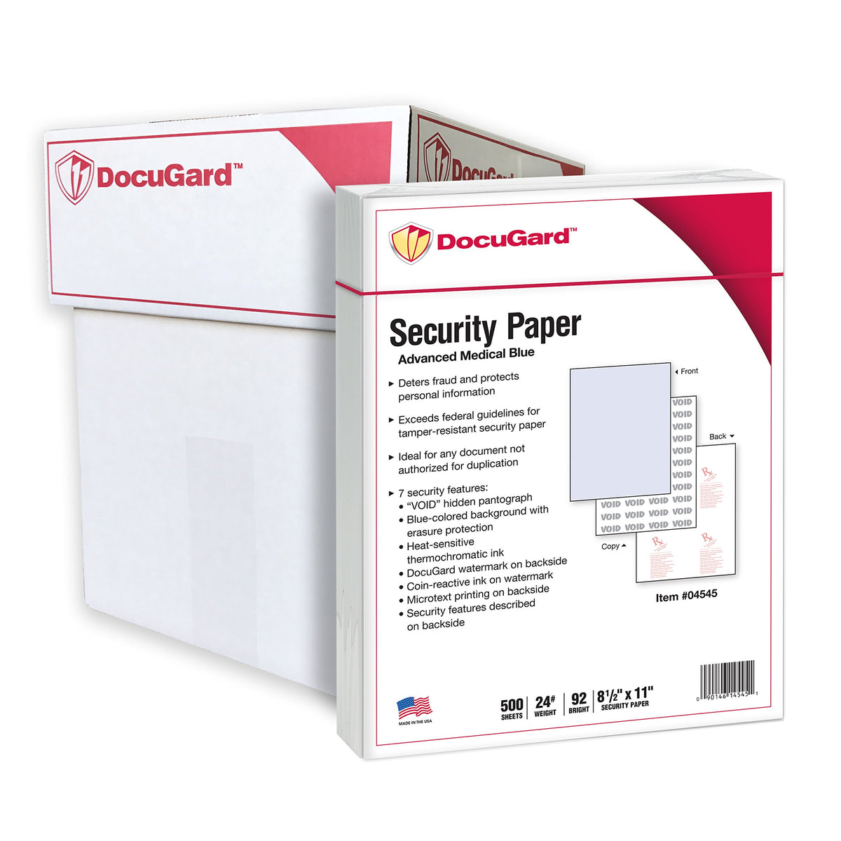 DocuGard Medical Security Papers, 24 lb Bond Weight, 8.5 x 11, Blue, 500/Ream
