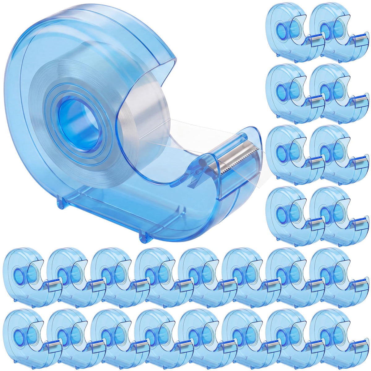 Sabary 24 Pcs Tape Dispenser Handheld Transparent Refillable, Mixed Colors