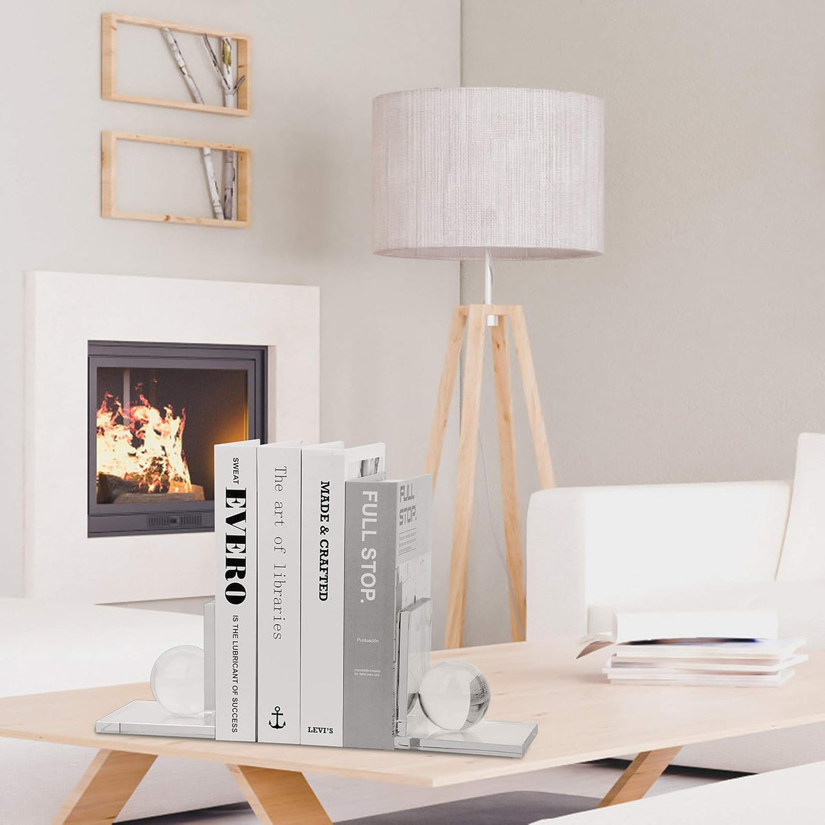 MerryNine Clear Crystal Book Ends Bookends with Crystal Ball