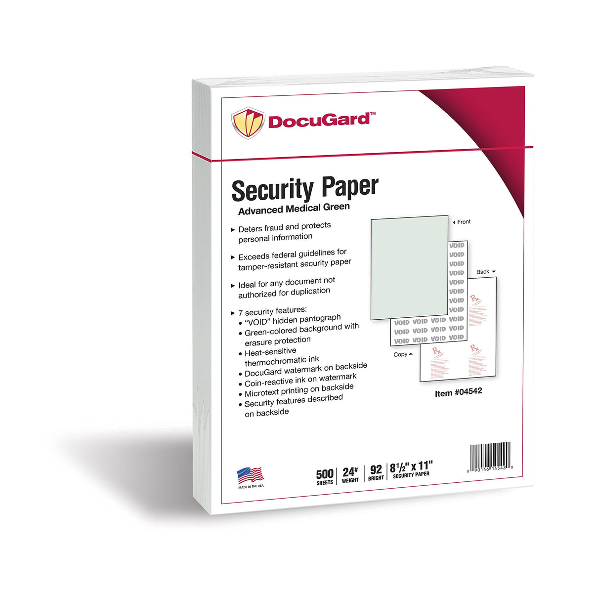 DocuGard Medical Security Papers, 24 lb Bond Weight, 8.5 x 11, Blue, 500/Ream