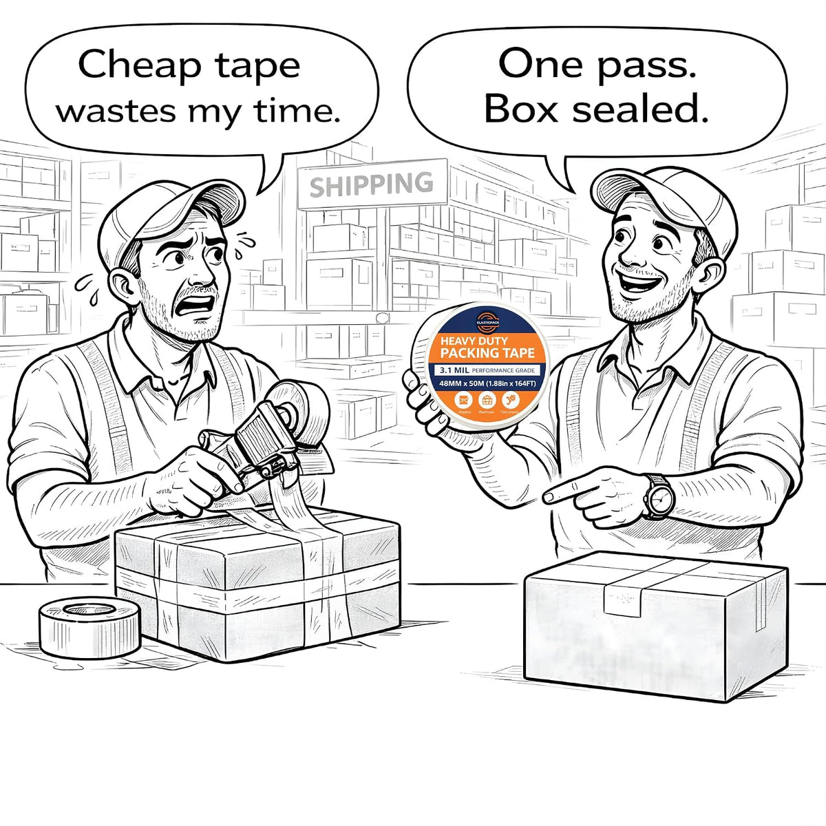 Heavy Duty Packing Tape, Clear 3.1 Mil Thick, Strong Hold for Box Shipping