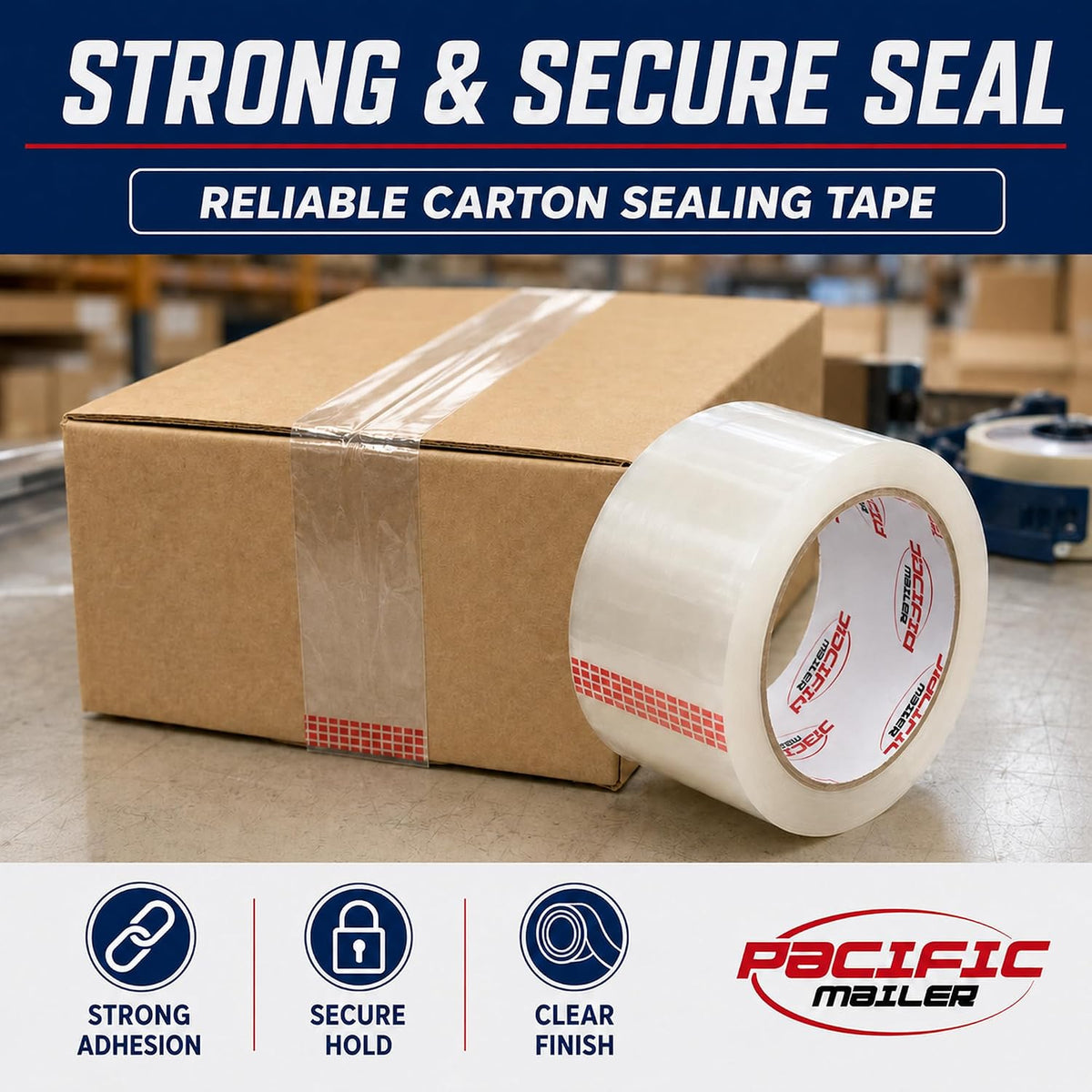 Pacific Mailer Clear Packing Tape, 2" x 110 Yards, 2.0 Mil Thick, 36 Packs