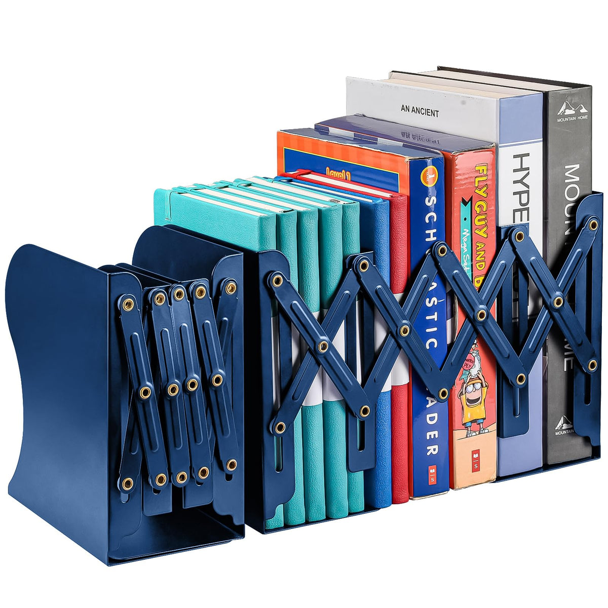 2 Pack Adjustable Metal Book Ends for Heavy Books, Extends Up to 19", Black