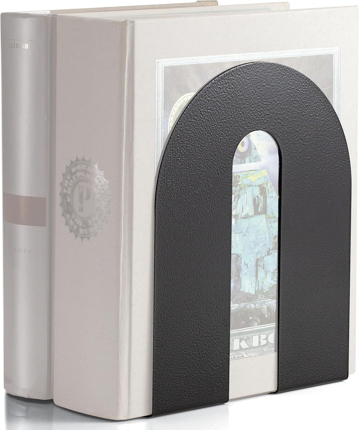 Officemate Heavy Weighted Metal Bookends Set of 2, 10-Inch Steel Book Ends for Shelves, Non-Skid Base Book Supports for Books, Binders, and Office Organization, Black